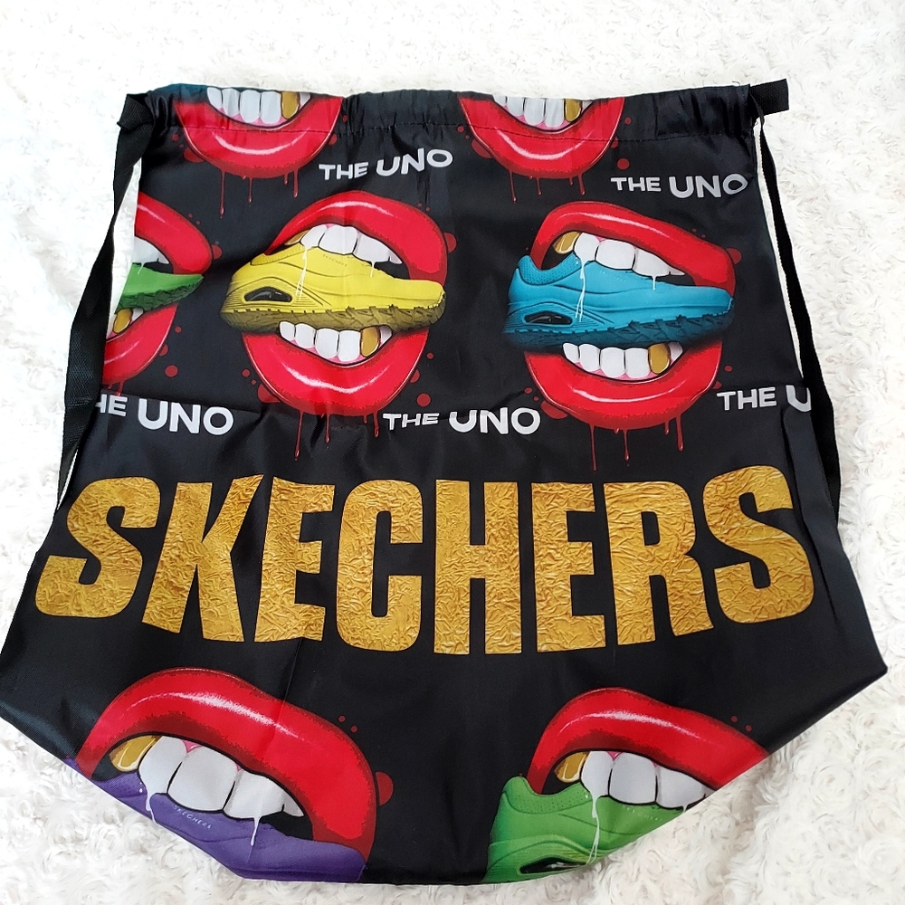 New Skechers Vibrant "The Uno" nylon tote drawstring bag backpack Reusable